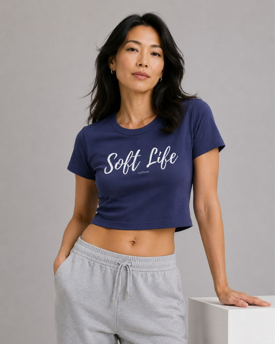 Soft Life Crop Top Loose Fit Blue