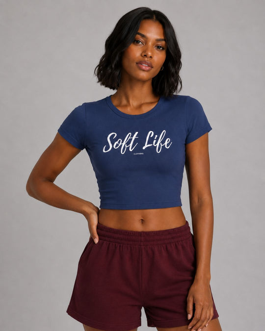 Soft Life Women's Crop Top Blue