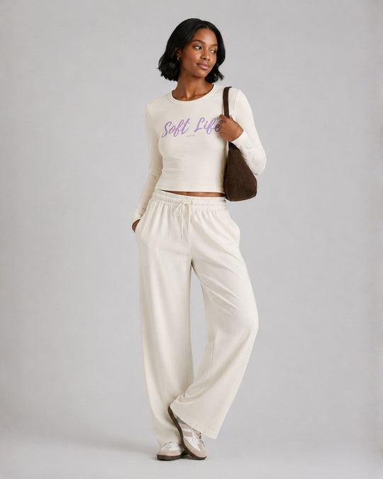 Soft Life Crop Top Long Sleeve Ivory