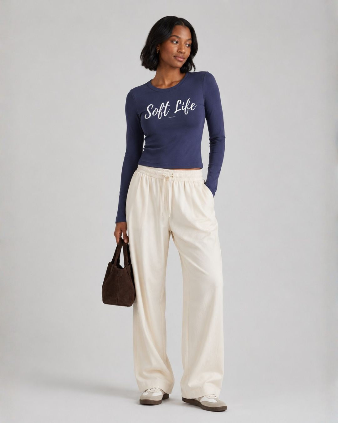 Soft Life Crop Top Long Sleeve Blue