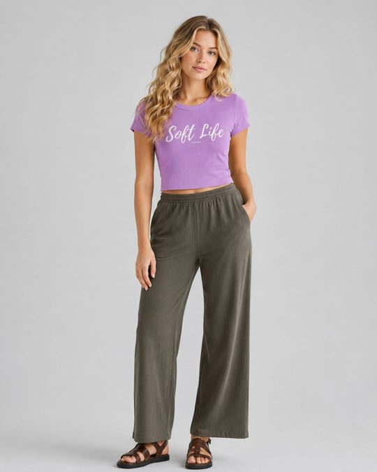 Soft Life Crop Top Loose Fit Lavender
