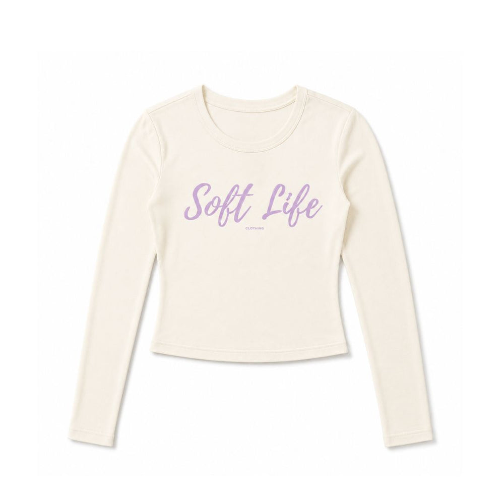 Soft Life Crop Top Long Sleeve Ivory