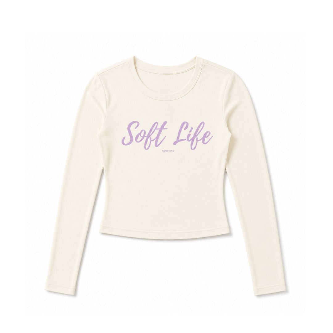 Soft Life Crop Top Long Sleeve Ivory