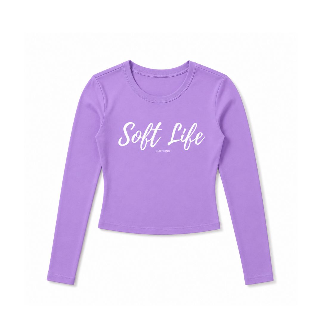 Soft Life Crop Top Long Sleeve Lavender