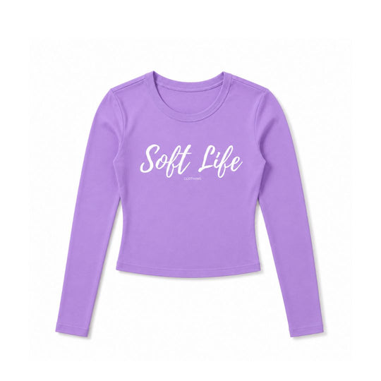 Soft Life Crop Top Long Sleeve Lavender