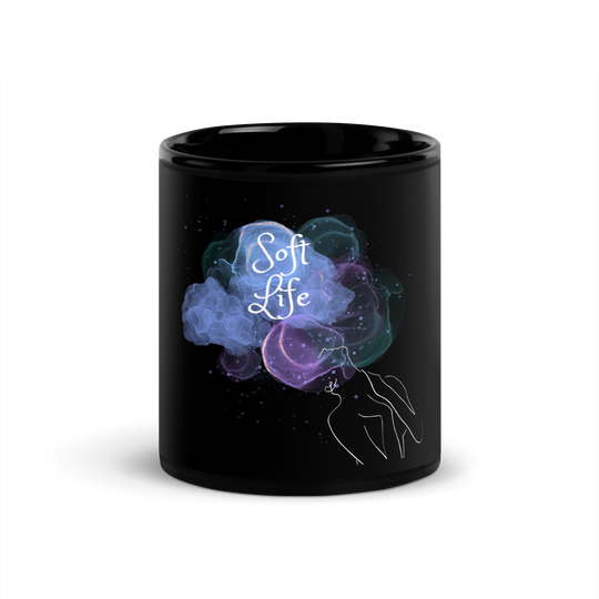 7.    Soft Life Black Glossy Mug